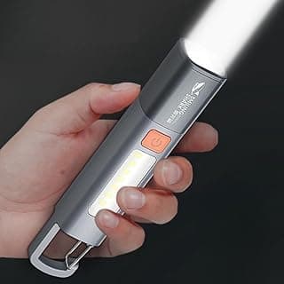 Mini Lanterna LED Recarregável USB com Gancho Integrado Iluminação Potente Múltiplos Modos Resistente à Água Compacta Portátil Camping
