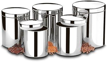 Brinox - Conjunto de Potes para Mantimentos com Tampa 5 Peças Suprema - Aço Inox