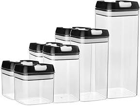 Conjunto 7 Potes De Cozinha Organizadores Herméticos, Plástico BPA Free, Tampa com Trava, Alimentos Secos, Despensa, Empilhável