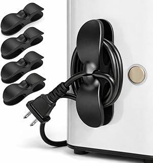 Kit 4 Organizadores de Cabos Adesivo, Enrolador para Eletrodomésticos e Carregadores, Compacto