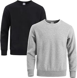 Kit 2 Moletom de Frio Masculino Liso Gola Redonda Macio e Leve - Preto/Cinza/M