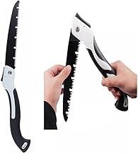 Serra Dobrável para Poda, Serrote Manual para Madeira e Árvores, Lâmina de Aço, Cabo Ergonômico Preto e Branco