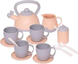 Mercotoys Jogo de Chá Baby Gourmet Bege com 15 Peças - Contém 1 Chaleira, 1 Leiteira, 1 Açucareiro, 4 Xícaras, 4 Pratos e 4 Colherzinhas