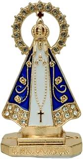 Miniatura Imagem Nossa Senhora Aparecida de Plástico Para Painel de Carro Com Strass Autocolante (1, Dourado Branco - P)