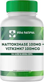 Vida Natural Nattokinase 100mg + Vitamina K2 MK7 100mcg 60 Cápsulas | Suplemento com Alta Absorção | Sem Glúten e Lactose | Uso Diário