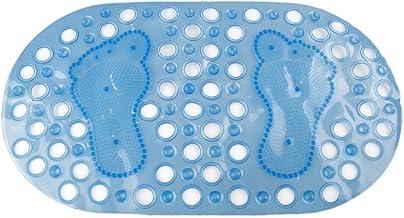 Tapete de Banheiro Oval c/Ventosa. Tapete p/Box, Antiderrapante. Tapete em PVC não Escorrega no Piso Molhado (Azul Translúcido)