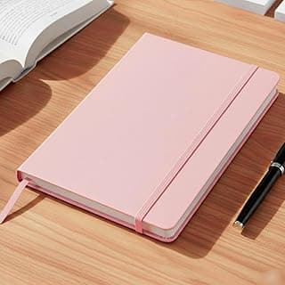 Caderno de Anotações Tipo Moleskin com Linhas 80 Folhas A5 – Caderno Capa Dura, Caderneta Executiva Pautada para Escritório, Estudos, Trabalho e Anotações diárias - UpShop (Rosa Bebê)