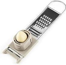 Ralador de Alho Cozinha Multifuncional, Aço Inoxidável e Plástico, Design Ergonômico, Lâminas Afiadas, Branco e Prata