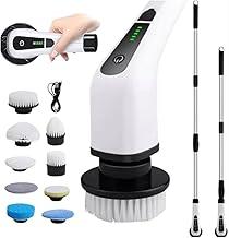 Esfregador Elétrico Giratório Sem Fio IPX7 – 2 Velocidades, Cabo Extensível e 9 Escovas para Limpeza Pesada de Banheiro, Piso e Rejunte