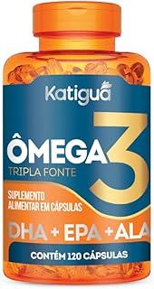 Katiguá, Ômega 3 Tripla Fonte, DHA + EPA + ALA, 1000mg, 120 Cápsulas Soft Gel • 30 doses, Laranja
