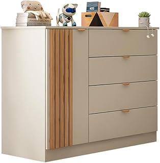 Cômoda Infantil Bebê Ayla 4 Gavetas 1 Porta Off White Acetinado - Phoenix Baby