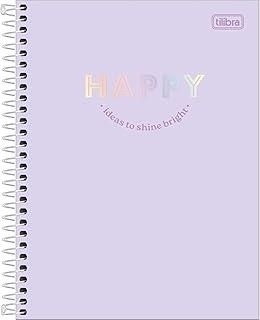 Tilibra - Caderno Espiral Capa Dura Colegial 10 Matérias Happy 160 Folhas - 177mm x 240mm - Lilás 2025