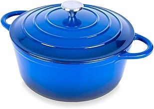 Panela Life Dutch Oven 6.4L (28cm) Ferro Fundido Esmaltado Premium com Tampa, Azul Escuro. Para Cozimento Lento, Assados e Refogados. Retenção de Calor Superior, Antiaderente Natural, Forno e Fogão.