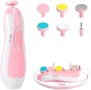 Cortador de Unha Bebe Elétrico com Estojo com 6 Opções de Lixas com Luz de LED Aparador para Recém Nascido até Adulto Motor Silencioso (Rosa)