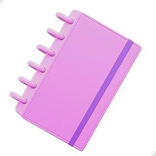 Caderno Inteligente Pequeno A6 com 80 Folhas Removíveis Pautado 6 Discos Escolar Liso Capa Dura, 15x11,5cm Papelaria Fofa Divertida Criativa Kawaii (Lilás)