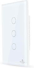 Interruptor Inteligente Touch 1,2,3 e 6 Botões Teclas 4x2 e 4x4 Alexa Google Wifi App Tuya Pandaplus Controle de Voz Automação Bivolt (Branco 3 Botões)