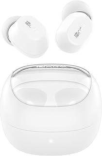 Fone de Ouvido Bluetooth 5.3 TWS In Ear,1HORA AUT208, Graves Intensos, Conexão Instantânea, 6H+19H de Bateria, Super Leve 3,6 g, Controle Touch, Drivers de 8 mm, Tampa Transparente (Branco)