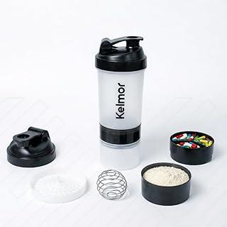 Coqueteleira Whey Protein Com Compartimento Shaker Academia 500ml BPA Free Com Mola Misturadora Vedação Segura Para Pré E Pós Treino Suplementos Cápsulas Portátil (Transparente)