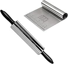 Kit Confeitaria Rolo para Massa e Espátula Cortadora em Aço Inox 2 Peças