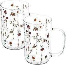 WOLFF - Conjunto 2 Canecas de Vidro Borossilicato Resistente a Calor Bouquet 280ml