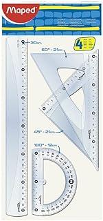 WIGO – Kit essencial de desenho com régua 30 cm, 2 equipes 21 cm, transferidor 12 cm em Bs