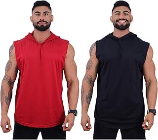 Kit 2 Regatas Com Touca Longline Masculina MXD Conceito Cores Lisas Academia Treino Musculação Sem Estampa