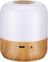 Luminária de Mesa Mini LED 360° – Abajur de Cabeceira Touch Sem Fio Recarregável com 3 Níveis de Luz para Quarto, Escritório, Estudo e Decoração (Textura Madeirada)