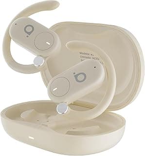 Fone de Ouvido Bluetooth 5.4 Hi-Fi, Cancelamento de Ruído ENC, IPX5 à Prova D'Água, Gancho Ajustável, 100h Standby, Compatível com Android/iOS (Bege)