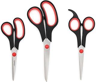 Conjunto com 3 Tesouras Multiuso em Aço Inox – Para Escritório, Artesanato, Trabalho e Uso Geral