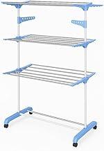 Varal de Chão Organizador de Roupas, Vertical, Dobrável, 3 Andares com Rodas e Suporte para Cabides