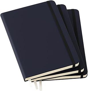 Kit 3 Caderneta Anotações Capa Dura Pautada ou Sem Pauta com Elastico A5 80 Folhas (Pautada)