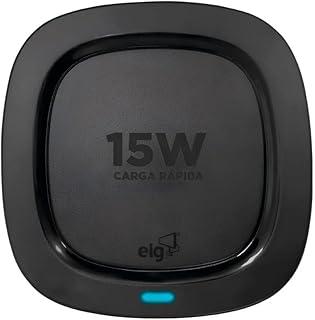 ELG, WQ15BK, Carregador de Mesa Wireless, Compatível com Todos os Dispositivos Qi, Carregamento Sem Fio Rápido e Seguro, Preto