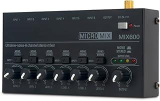 Mini mixer de áudio Mixer de linha estéreo para submixagem de 6 canais com ruído ultrabaixo para guitarras, teclados de baixo ou extensão do mixer de palco