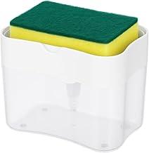 Dispenser De Detergente 600ml 2 em 1 Com Esponja Dosador Automático Ideal para Cozinha Organização e Limpeza Premium Porta detergente de Pia FONSES (BRANCO)