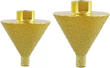 Broca Diamantada Cônica M10, 38mm e 50mm, para Porcelanato, Mármore e Quartzo, Dourada, 2 Peças