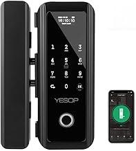 Yesop Fechadura Digital Biométrica Wifi Porta Vidro A Prova D'agua Porta Vidro Escritório Comercial Residência Compatível Com Tuya Preto
