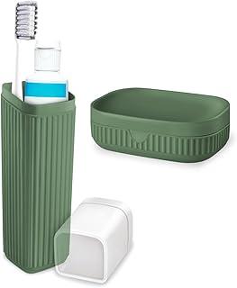 Kit Viagem Estojo Escova Dental + Saboneteira C/Tampa (Verde)