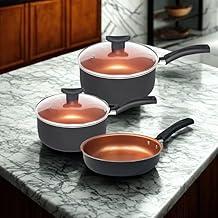 Conjunto Gourmet cor Cobre: 2 Panelas + 1 Frigideira Antiaderente