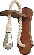 Arandela Rústica Parede Madeira e Corda Sisal - Luminária Decorativa Bocal E27 para Área Gourmet, Cabeceira e Corredor - Estilo Colonial