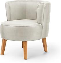 Poltrona Decorativa para Sala de Jantar Confortável Tecido Veludo MOBLAN decor (Bege)