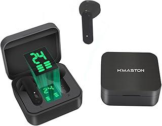 H'MASTON Fone de Ouvido Bluetooth Fone Sem Fio 5.3 Tws Intra-auricular com Microfone e Luz Led Display IPX5 Esportivos Rs-32 (PRETO)