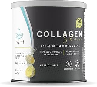 Collagen Skin - Colágeno Hidrolisado (Peptídeos Bioativos) com Ácido Hialurônico 100mg + Biotina e Vitaminas - Fórmula Completa para Manutenção da Pele, Unhas e Cabelo - Sabor Limão