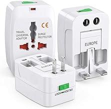 Adaptador de Tomada Universal Para Viagem Padrão Internacional Europa UK Asia EUA JP AU EU Europeu 3 Pinos Mais de 150 Países Bivolt Trava de Segurança Portátil Ajustável Super PREMIUM