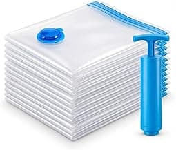 Kit 10 Sacos a Vácuo para Roupas com Bomba Manual 50x60cm – Saco Organizador a Vácuo para Viagem, Mala e Armazenamento, Economiza Espaço