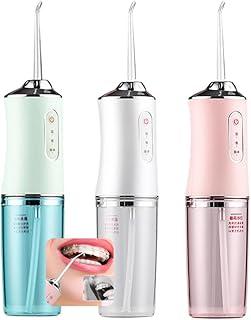 Irrigador Oral Elétrico Portátil 220ML - Limpeza Profunda de Dentes e Gengivas com 3 Modos e 4 Bicos | Ideal para Próteses e Implantes | Jato d’Água Supersônico Sem Fio
