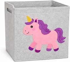 Cesto Organizador Infantil, Design de Animais, Feltro Cinza, para Quarto de Bebê (Unicórnio)