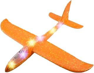 Avião Planador Manual Aeromodelo De Espuma Com Led RGB Arremesso De Brinquedo Fácil De Montar Laranja, Verde, Vermelho, Azul LINHA PREMIUM SYANG (LARANJA)