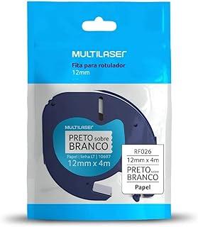 Fita para Rotulador Dymo Letratag 10697 Preto sobre Branco Papel 12mm Multilaser - RF026