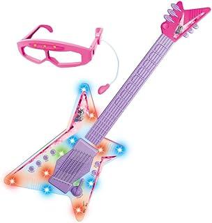 DM Toys Guitarra de Brinquedo com Óculos Microfone Rock Show Rosa
