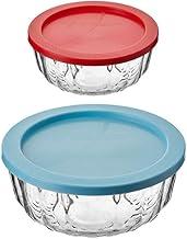 Kit 2 Saladeiras Redondas de Vidro com Tampa, 650ml e 1700ml, Tigelas Versáteis para Salada e Armazenamento